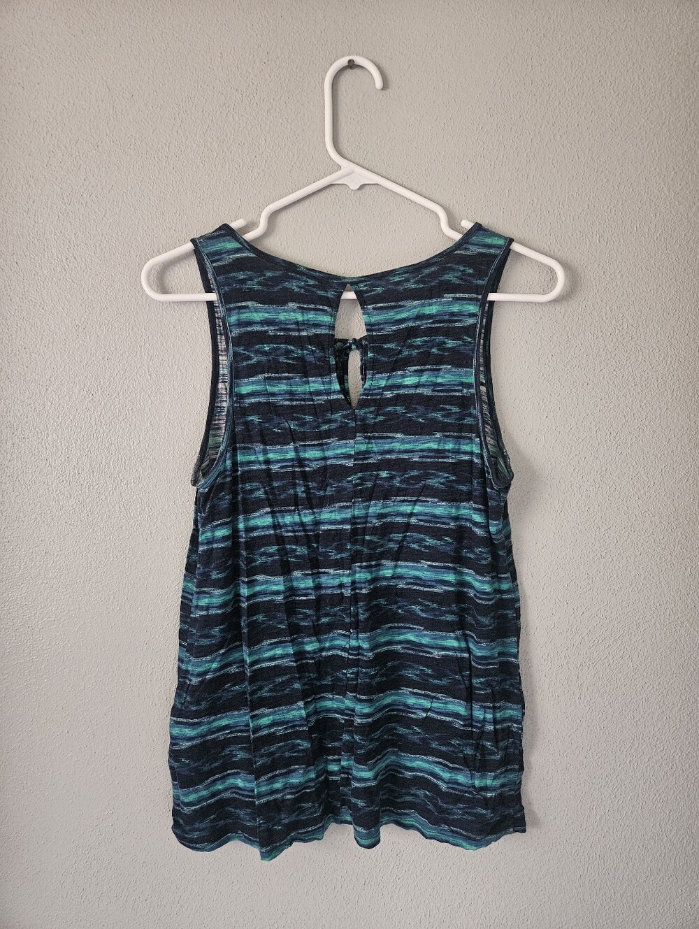 Lucky Brand Navy and Teal Striped Tie-Front Tank - Picture 5 of 7